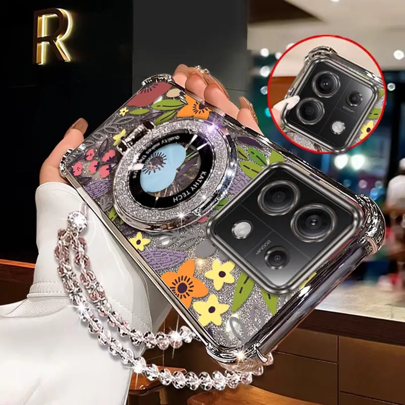 

X6 Чехол-держатель браслета с цветным цветочным покрытием для XiaomiPoco C55 M5S M3Pro C31 M6 X3 M2 X3Pro C75 C65 X3NFC M6Pro Cover