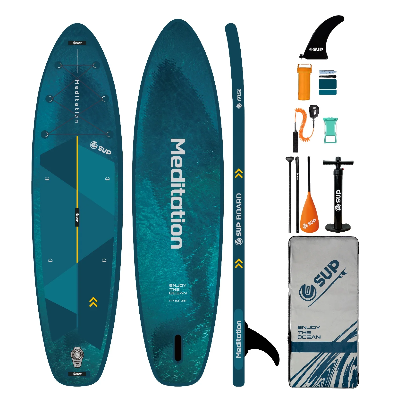 

E-SUP Unisex Inflatable double layers Paddle Board with Fin for Surfing Stand-Up Fishing Yoga on Water