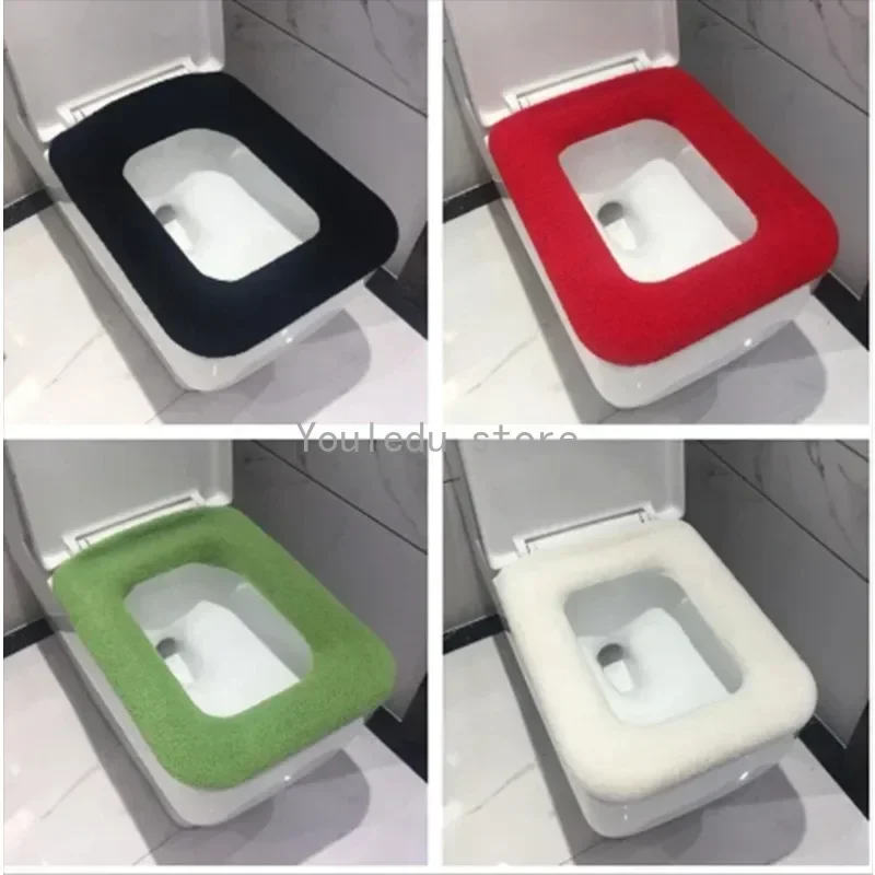 Bathroom Square Toilet Seat Cover Winter Washable Warmer Mat Toilet Cover Cushion Lid Pad Home Decor Toilet Seat