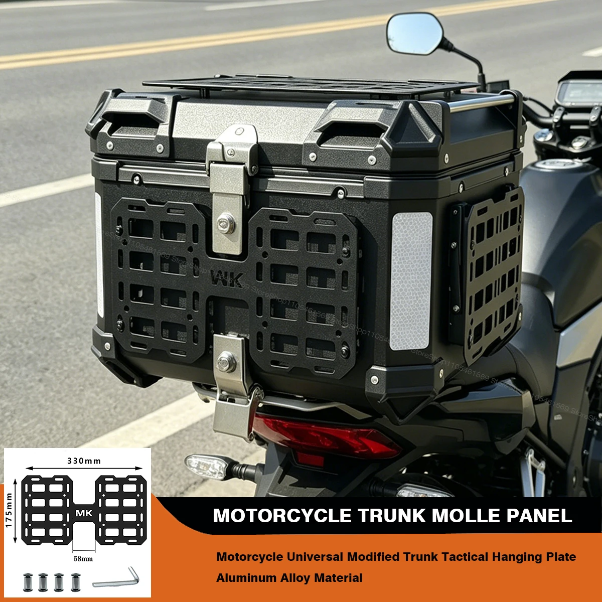 

1PCS Motorcycle Top Case Molle Panel Quick-Mounting aluminum alloy Tactical Storage Box Universal Side Box Modular Organizer