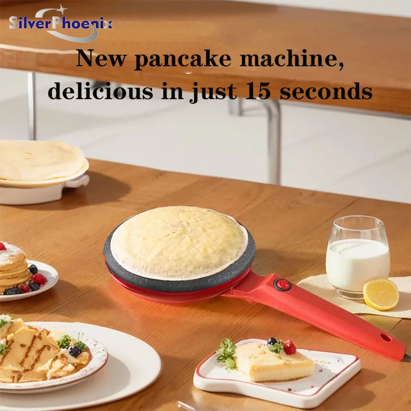 Máquina para hacer pasteles, crepera eléctrica, para desayuno, pizza, panqueques, sartén antiadherente, sartén para cocinar rollitos de primavera chinos