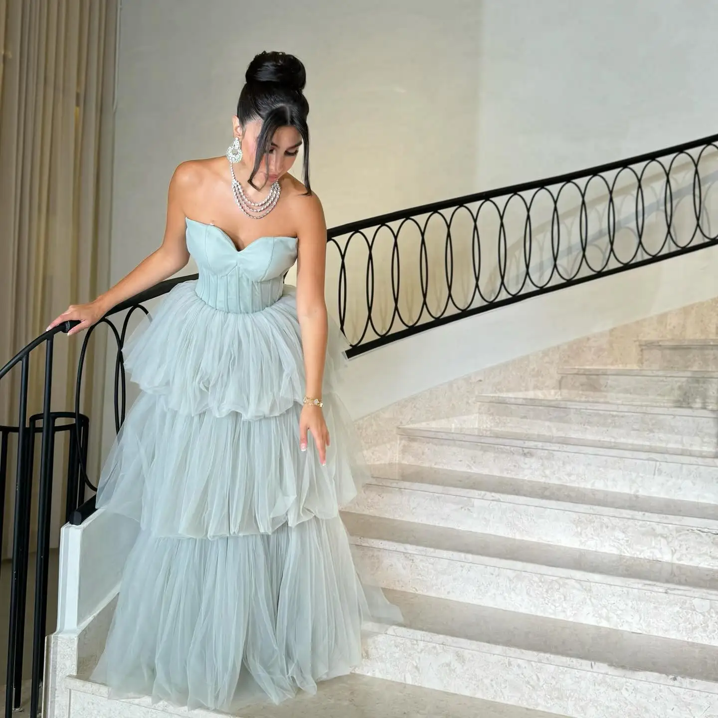 

Aenyrst Elegant A-line Prom Gown Womens Sweetheart Tulle Party Evening Dress Floor Length Special Occasion Dresses customized