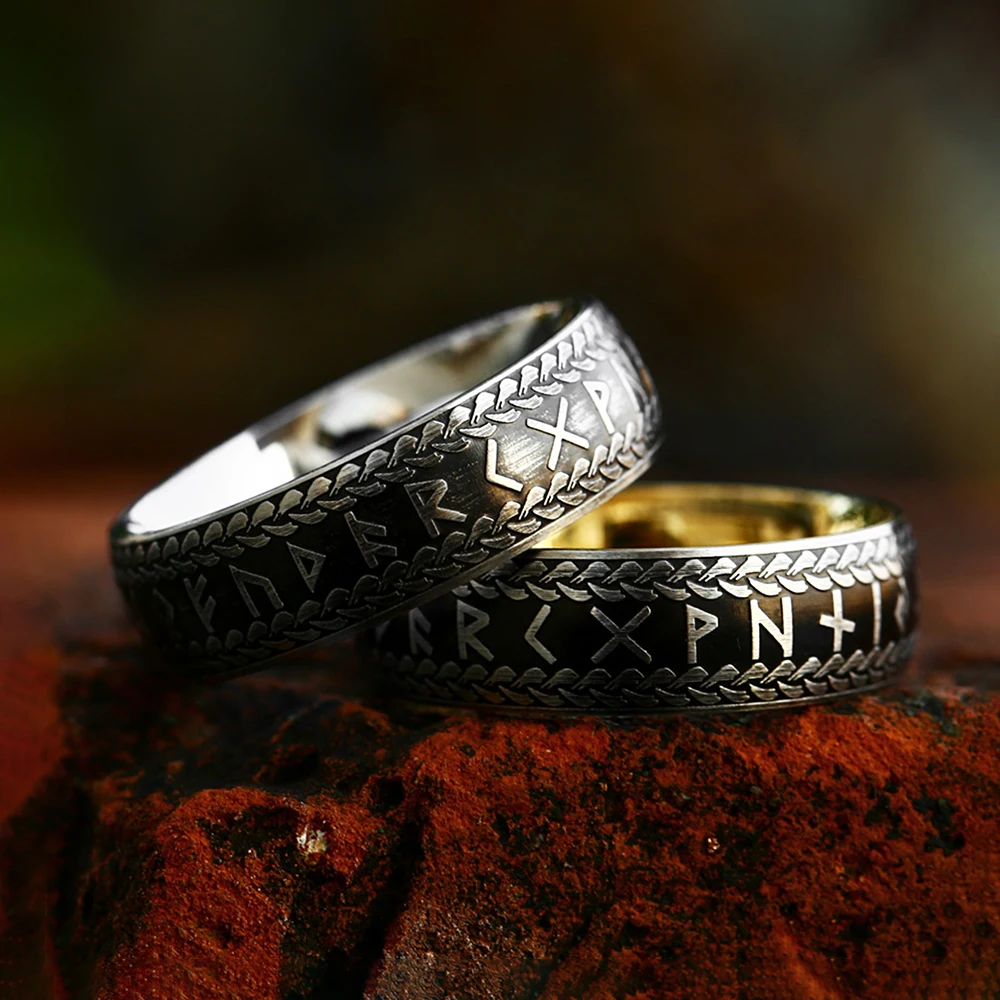 New Design Vintage Nordic Viking Rune Ring For Men Women Stainless Steel Viking Couple Amulet Fashion Jewelry Gifts Dropshipping