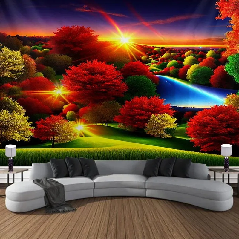 Landscape Waterfall Trees Wall Decor Tapestry Home Living Room Tapestry