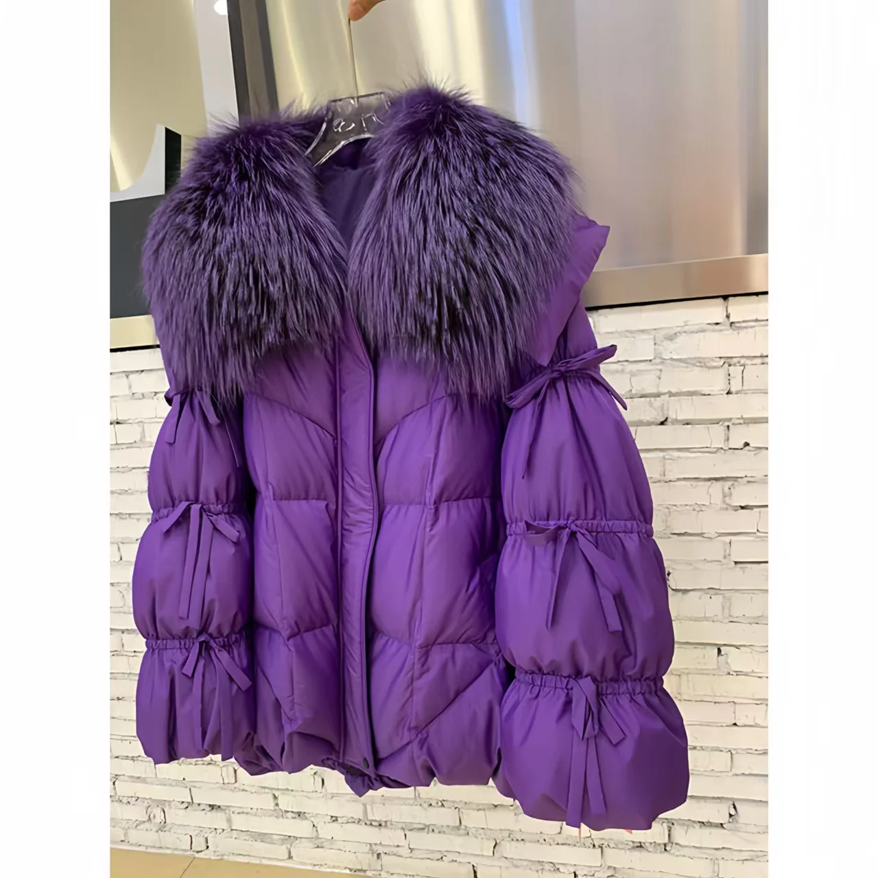 Abrigo de algodón para mujer, chaqueta empalmada, Parkas coreanas, ropa femenina, cuello de piel de zorro sintética, con cordones, invierno, nuevo