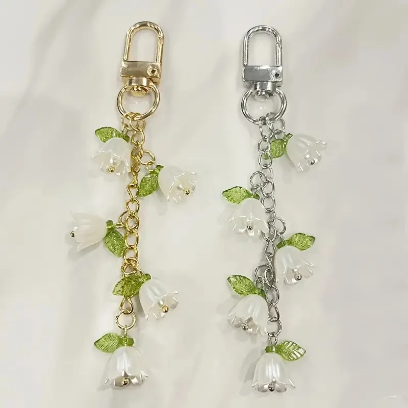 Korean Style Fresh and Sweet New Pink Butterfly Blossom Flower Cherry Blossom Metal Keychain Pendant Women's Bag Pendant