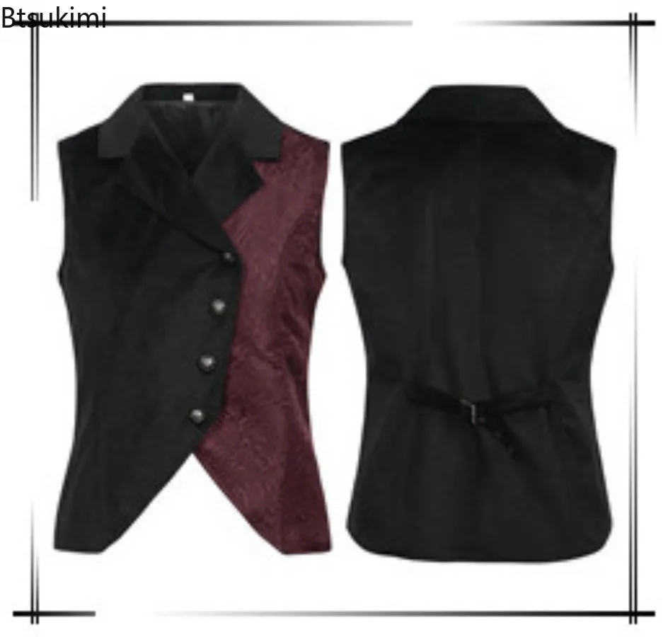 

Men's Medieval Vest Steampunk Renaissance Cosplay Gothic Swallowtail Jacket Vest for Men Victorian Tailcoat Party Costume Male