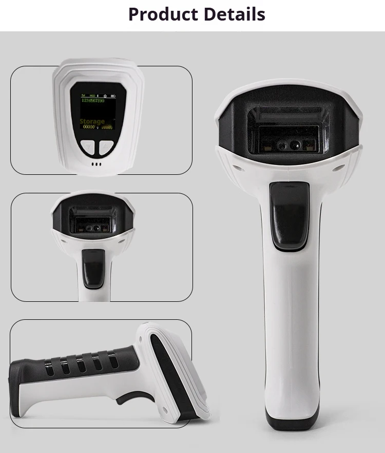 Drahtloser tragbarer 2D-Bluetooth-Barcode-Scanner PDF417 Datenmatrix-QR-Codeleser mit LCD-Display, Bildlogistikleser