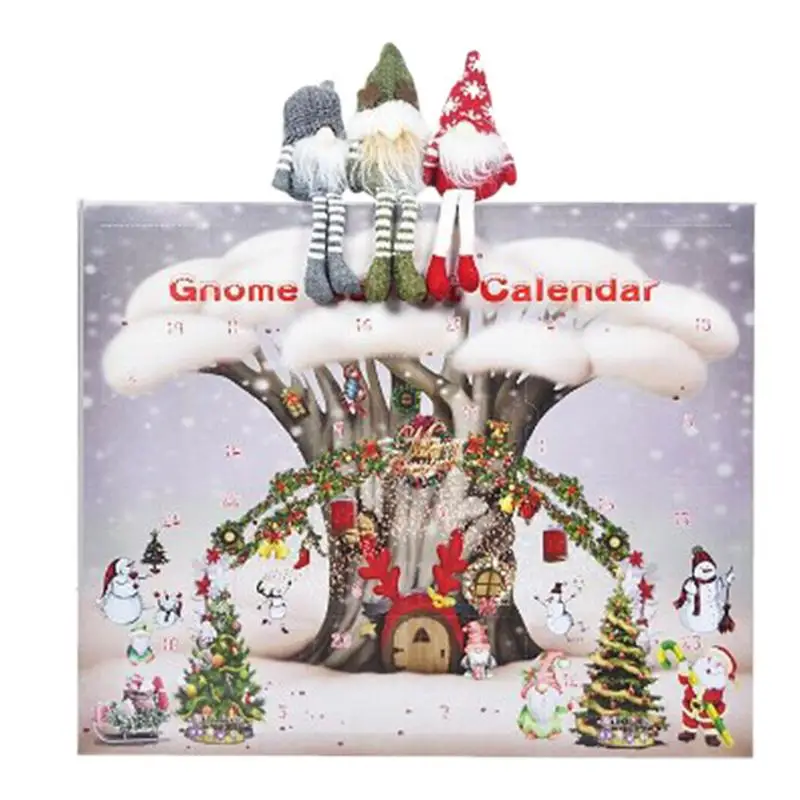 Gnome Christmas Advent Calendar Swedish Nisse Countdown Calendar Tiered Tray Decor Christmas Advent Calendar 24 Collectible Toys