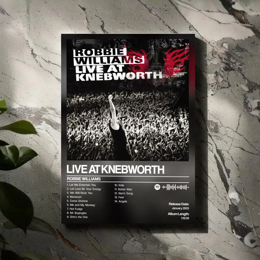 

Live At Knebworth Robbies Williamss Poster Prints Canvas Painting Wall Art Picture Living Room Home Decor Music Album Cover