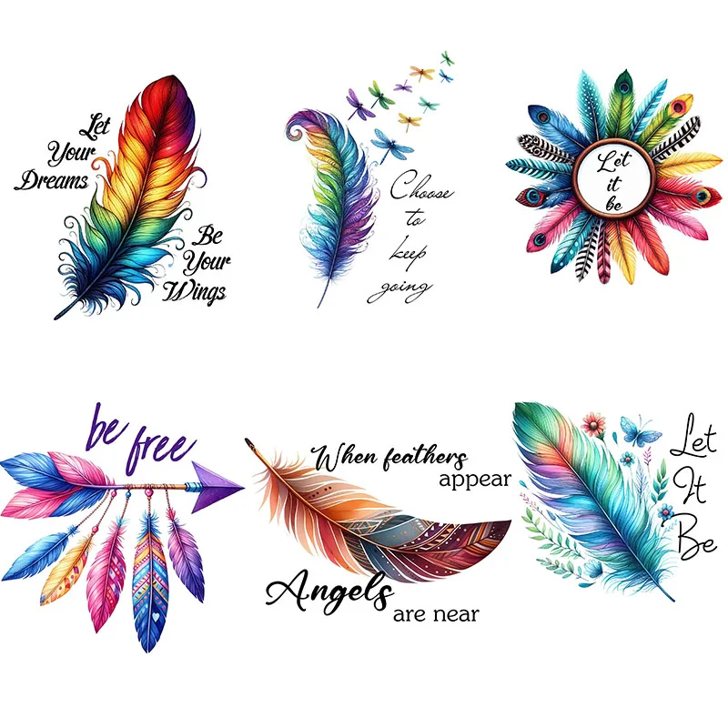 

MT681# Colored Feathers Stickers, Bright Bathroom for Home Decoration, Vinyl Decals, Art Wall Paper, Outdoor Indoor Use