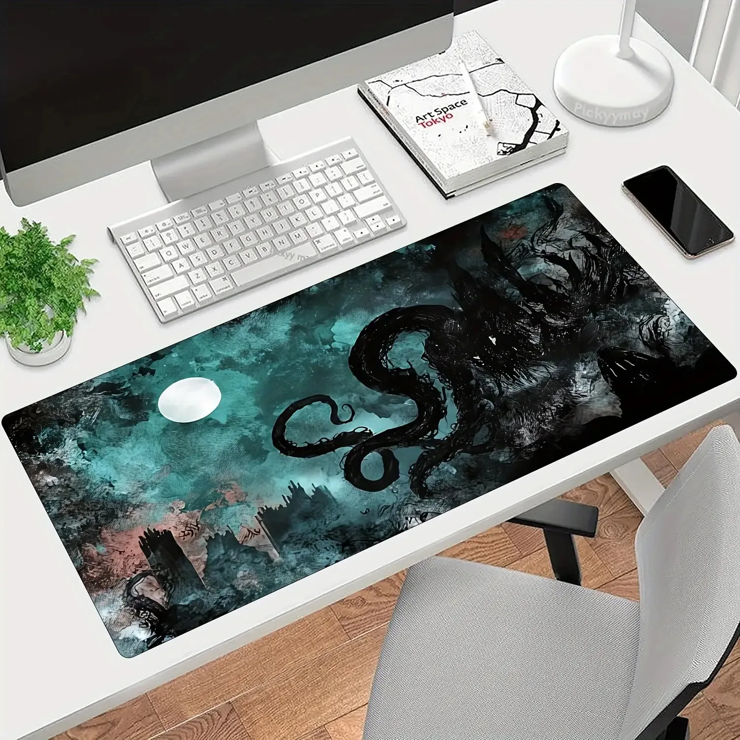 Cool Mysterious Creature Large Desk Mat Non Slip Washable Rubber Base Thick Gaming Office Dorm Keyboard Mouse Pad