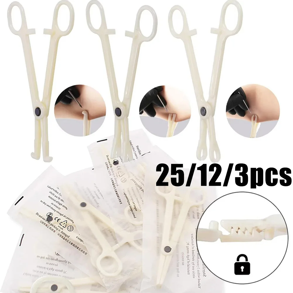

25/12/3pcs Disposable Piercing Pliers Acrylic Piercing Clamp Forcep for Body Ear Lip Belly Nose Tongue Eyebrow Piercing Tools
