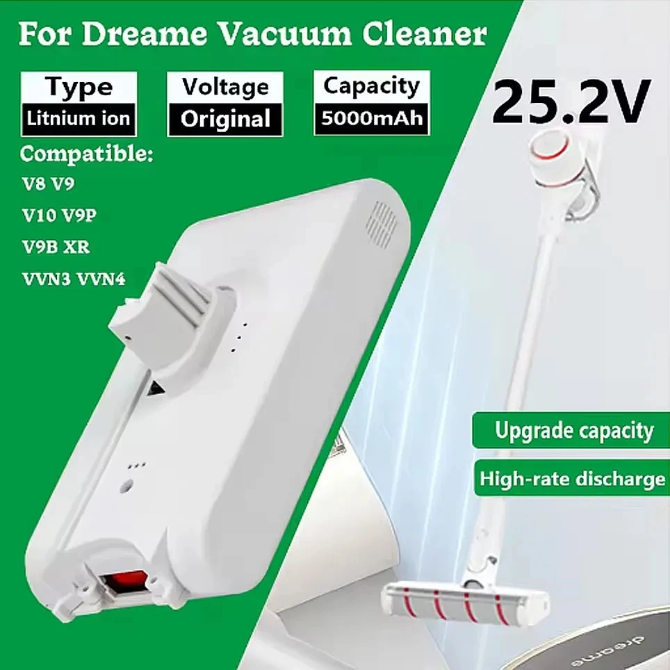 (5000mAh) Ersatz-Staubsauger-Akku - Ersatzbatterie für Xiaomi Dreame V8 V9 V10 V10Pro VVN3 VVN4 VVN5 XR Lithium-Ionen-Akku