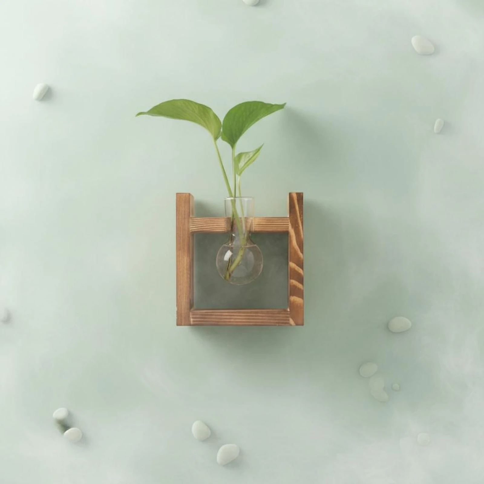 Desktop Glass Planter Wooden Stand Retro Design Wooden Stand Propagation Vase Glass Bulb Planter Creative Gift House Decoration