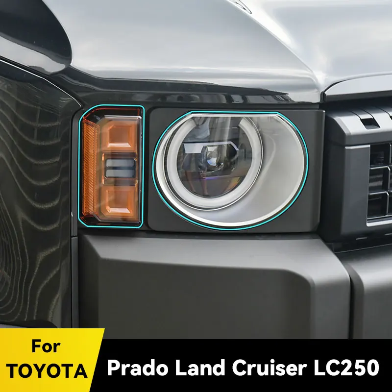 

For TOYOTA Prado Land Cruiser LC250 2024 2025 Car Headlight Protective Cover Film Front Light Transparent TPU Headlamp Sticker