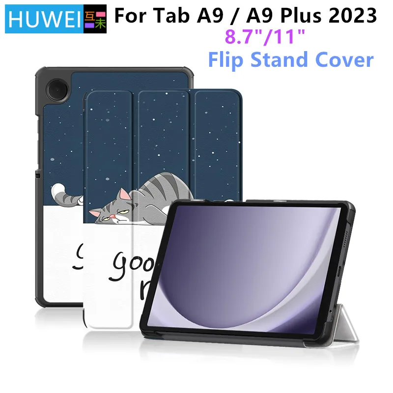 HUWEI Case For Samsung Galaxy Tab A9 8.7 Inch SM-X110 SM-X115 X117 PU Flip Stand Cover For Tab A9 Plus 2023 Tablet Case Funda