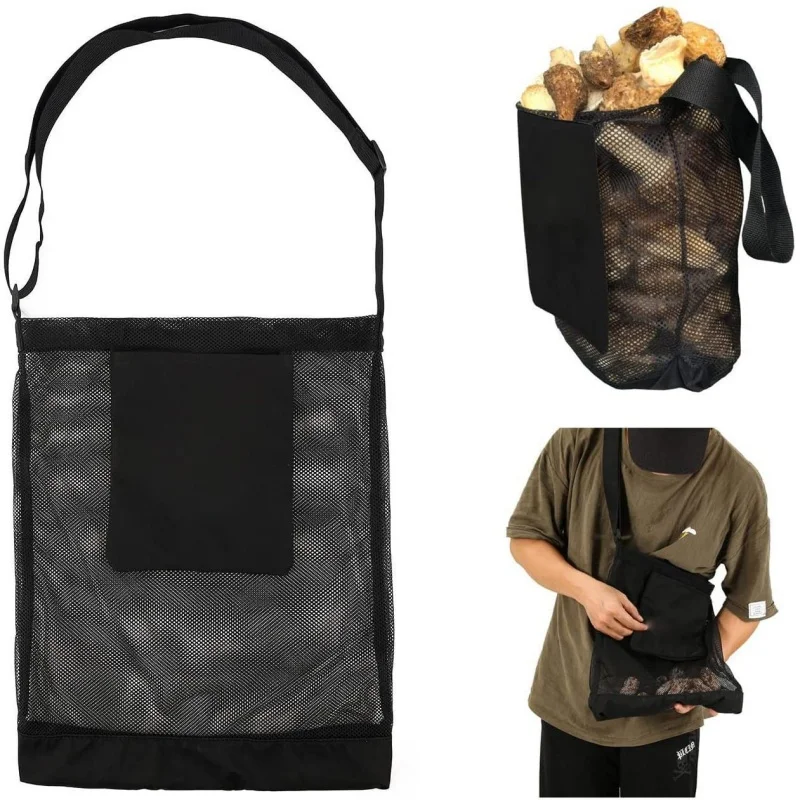 Mushroom Foraging Bag Mesh Outdoors Mushroom Hunting Pouch with Adjustable Shoulder Strap Multipurpose Harvesting Bag Basket