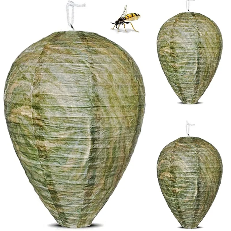

LICE-4 Pack Wasp Nest Decoy, Eco Friendly Hanging Wasp Repellent Wasp Trap,Natural Fake Wasp Nest Trap Bee Free Wasp Easy To Use
