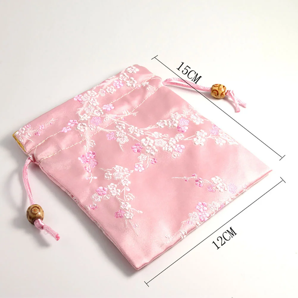 

5pcs Jewelry Bags High Quality Brocade Fabric Plum Blossom Pattern Luxury Elegant Storage Pouch Coin Purse Travel