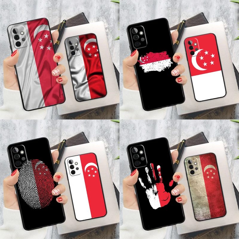 Singapore Flag Case For Samsung Galaxy A55 A35 A25 A15 A53 A33 A13 A51 A71 A12 A32 A52 A14 A34 A54 Cover