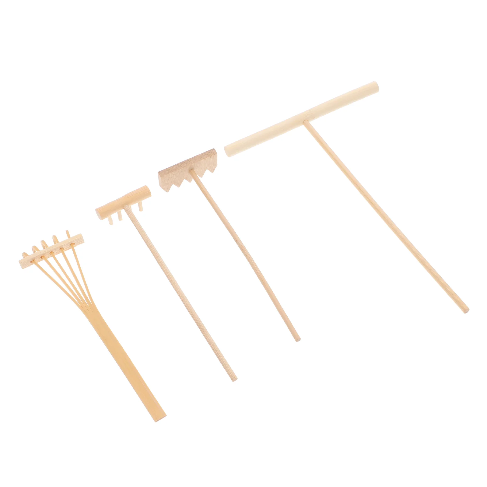 

4 PCS Bamboo Rake Mini Tools for Sand Rock Raking Small Gardens Potted Plants Flower Planting Portable Easy Storage