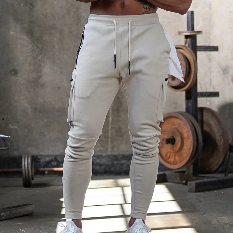 Gym Men\'s Versatile Multi-Pocket Workout Cargo Pants Camouflage Cotton Training Sweatpants Fitness Casual Trousers Track Pants