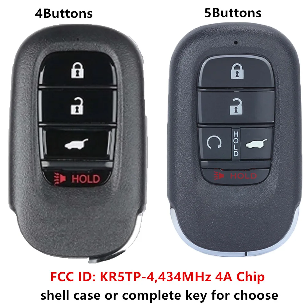 

KEYECU Replacement Smart Key REMOTE FOB PROX 4/5 button 434MHZ 4A Chip for HONDA CIVIC PILOT CR-V HR-V 2022-2023 FCC ID: KR5TP-4