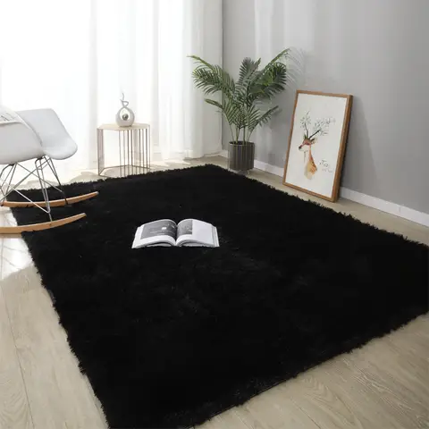 VIKAMA-Tapete de cabelo de seda para quarto de crianças, tapete antiderrapante, cobertor de pelúcia macia, cama moderna simples na sala de estar
