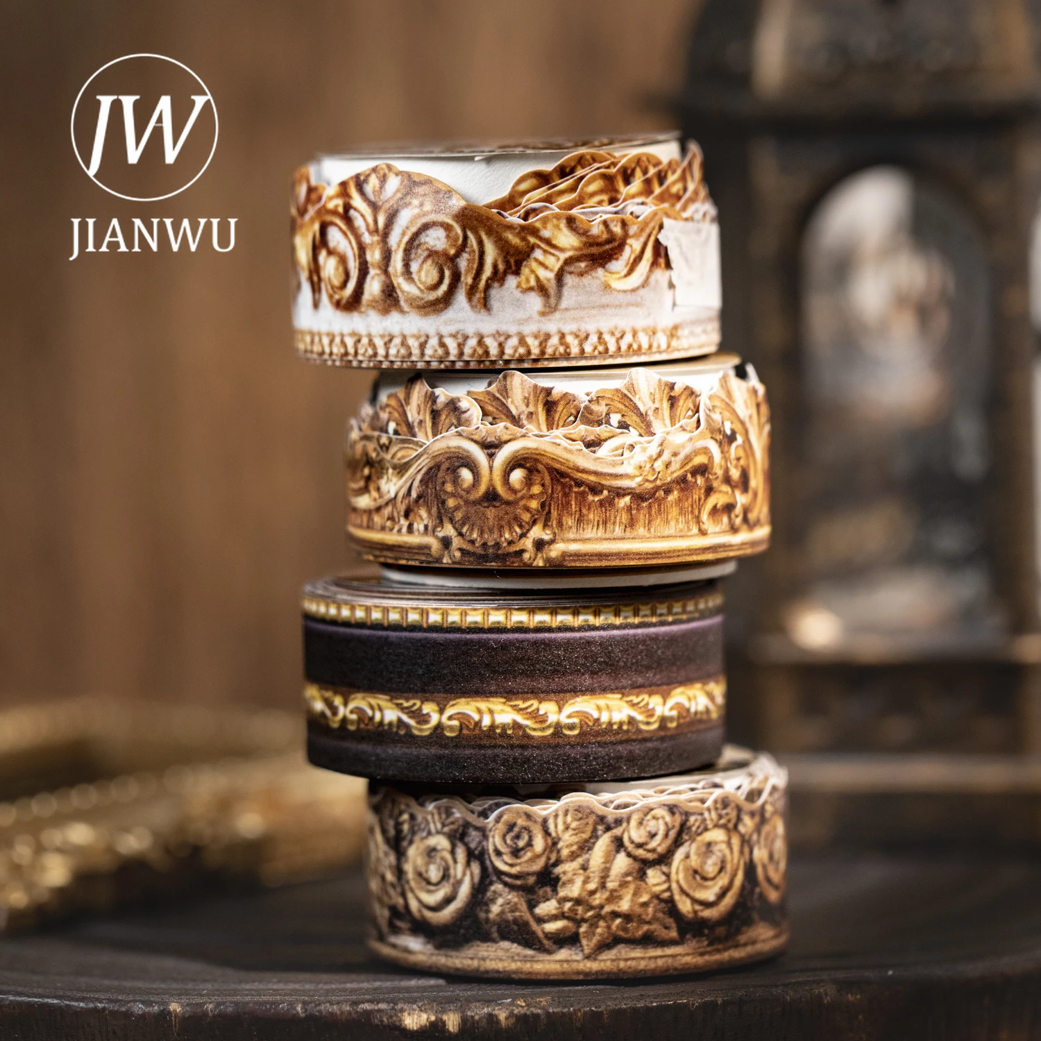 JIANWUBaroque Finale Series Vintage Flower Border Landscape Material Collage Scrapbooking Washi Tape Creative Journal Stationery