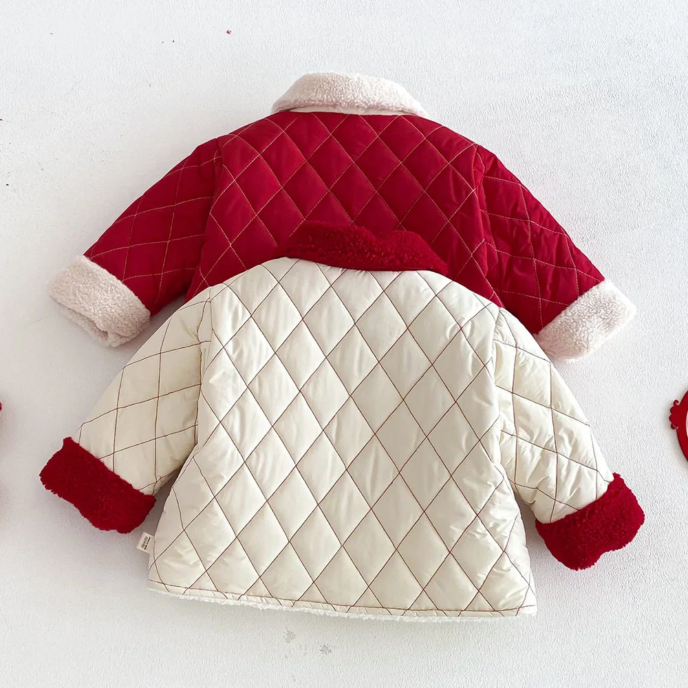 أطفال ملابس الأولاد الشتاء سترة المخملية الدافئة التطريز السنة الصينية الجديدة الأطفال معاطف بدوره إلى أسفل طوق عيد الميلاد ملابس خارجية #2