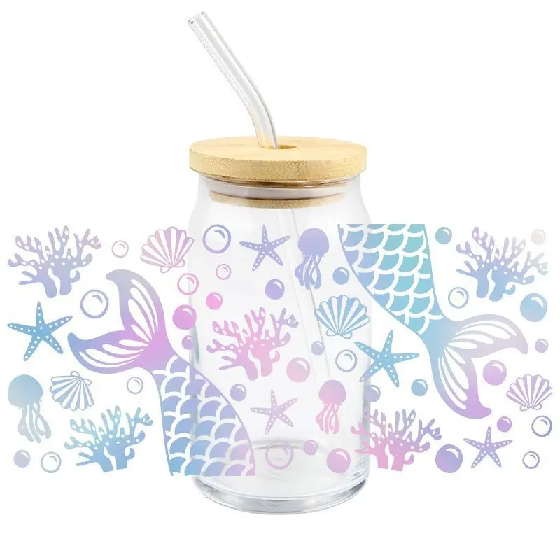 Marine Organism UV DTF Wrap Transfer Stickers Cartoon Cute Design Waterproof Wrap For 16OZ Glasses Cups Mugs Decal