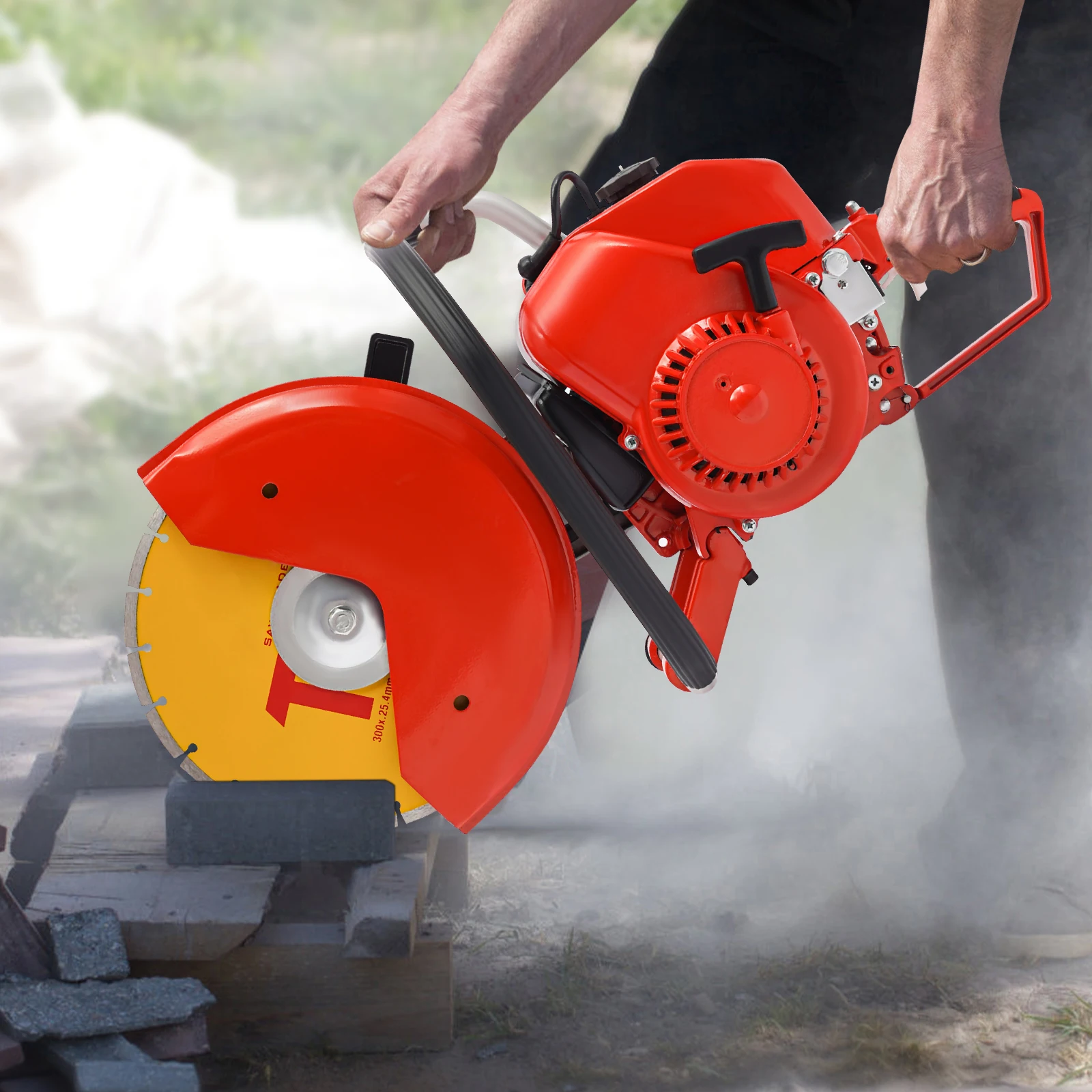 

1400w Gas Concrete Cut off Saw 2Stroke 52 CC Cement Masonry Wet Dry Saw Cutter For Cutting Cement Blocks, Stone, Asphalt Roadbed