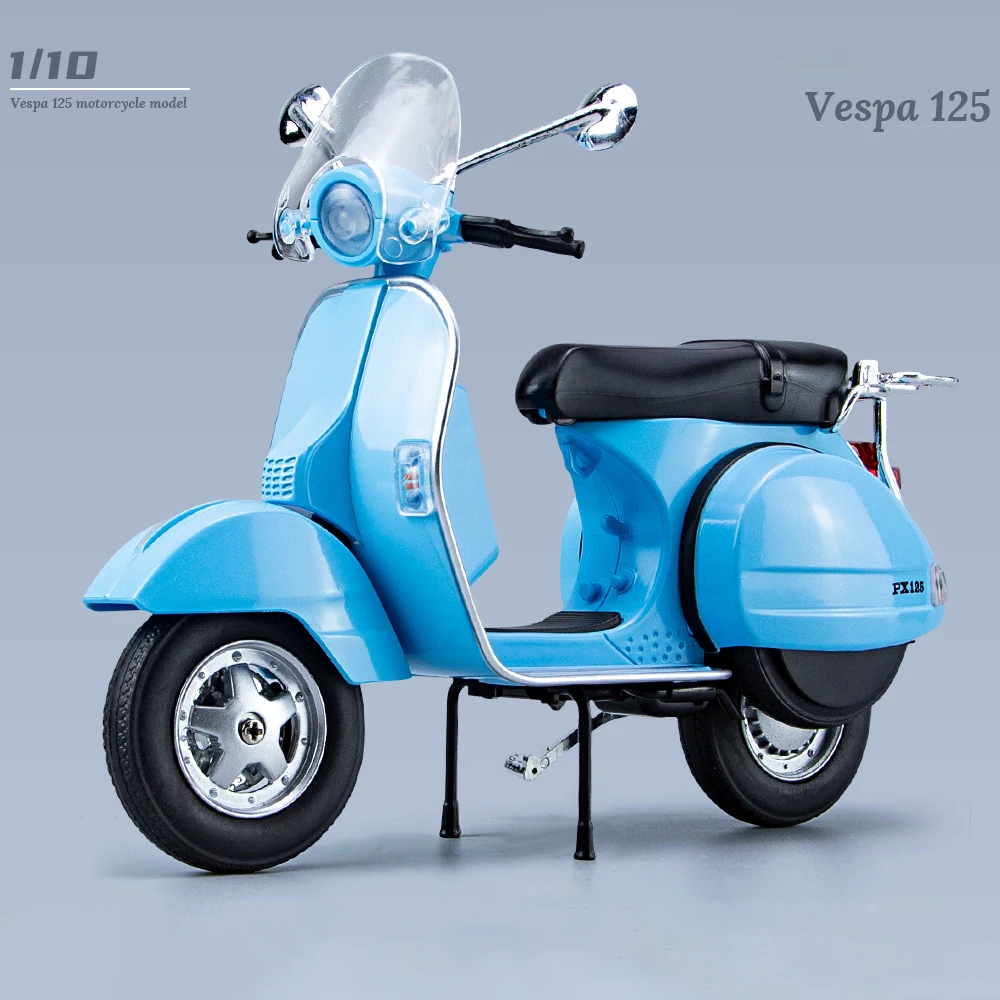 1:10 Vespa 125 Alloy Die Cast Motorcycle Model Toy Vehicle Collection Sound and Light Off Road Autocycle Toys Car