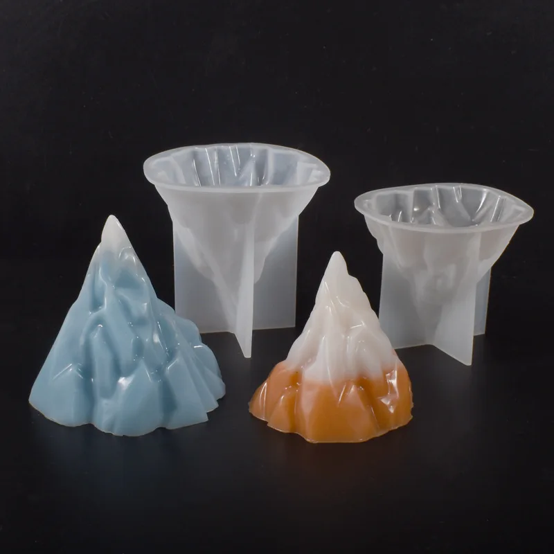 New Mould Snow Mountain Candle Molds Iceberg Volcano Mount Fuji Rock Ornament Gypsum Mirror Ice Tray Christmas Silicone Mold