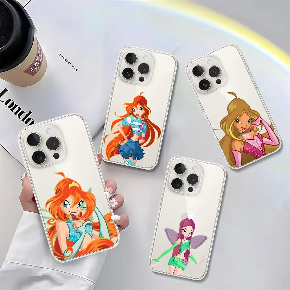 Girl-W-Winx-Cute-Clubs جراب هاتف آيفون 17 16 15 14 Plus 13 12 11 Pro Max غطاء خلفي للهاتف غطاء شفاف مقاوم للصدمات