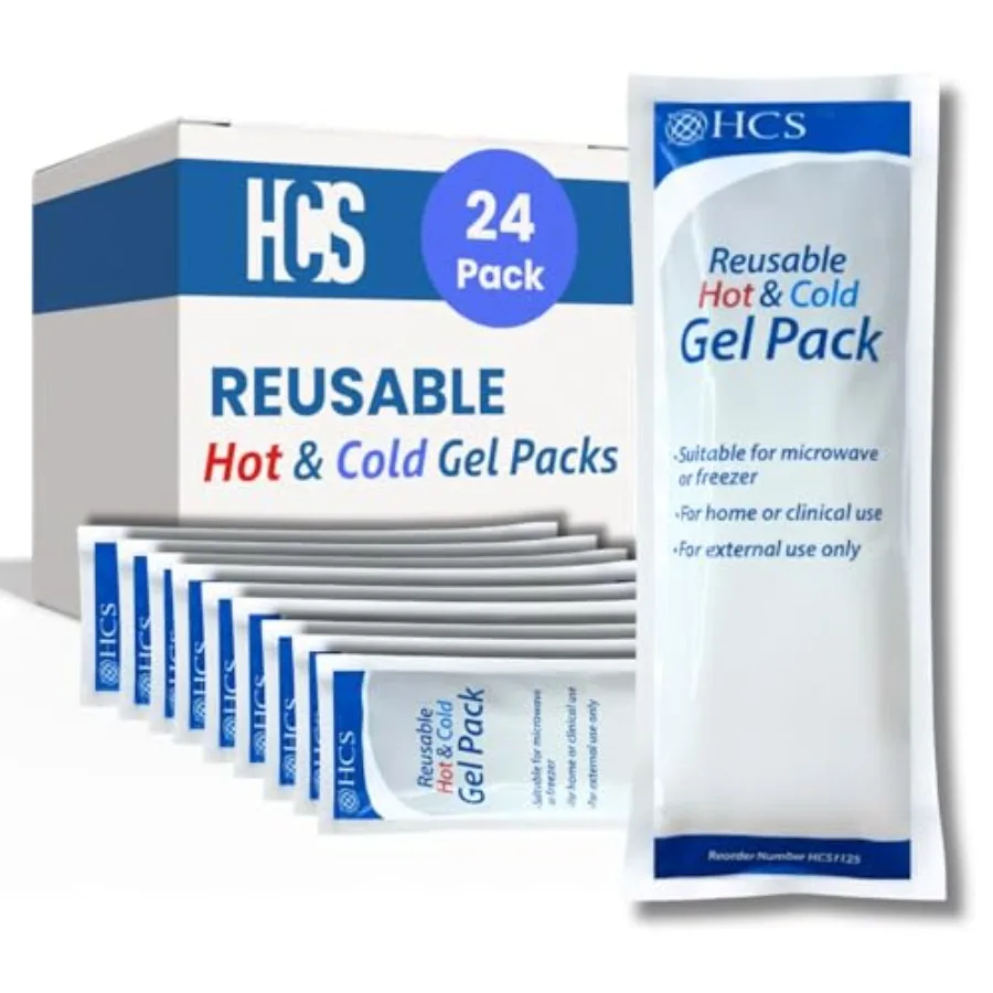 

HCS Bulk Gel Ice Packs for Injuries, Reusable - Hot and Cold Pack for Pain Relief - Soft, Flexible Ice Pack, Reusable Gel Packs