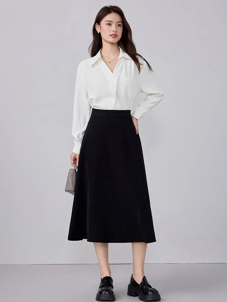 Blauw Lang Sve irt Dames Lente Herfst Nieuwe Koreaanse Sle Profional Interview Woon-werkverkeer Design Sense f Rok Lange D...