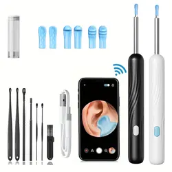 Ear Wax Removal Ear Cleaner with 8MP Camera and 6 led Lights Ear Wax Removal Tool with Ear Cleaning Kit with 6 Spoons Ear Clean