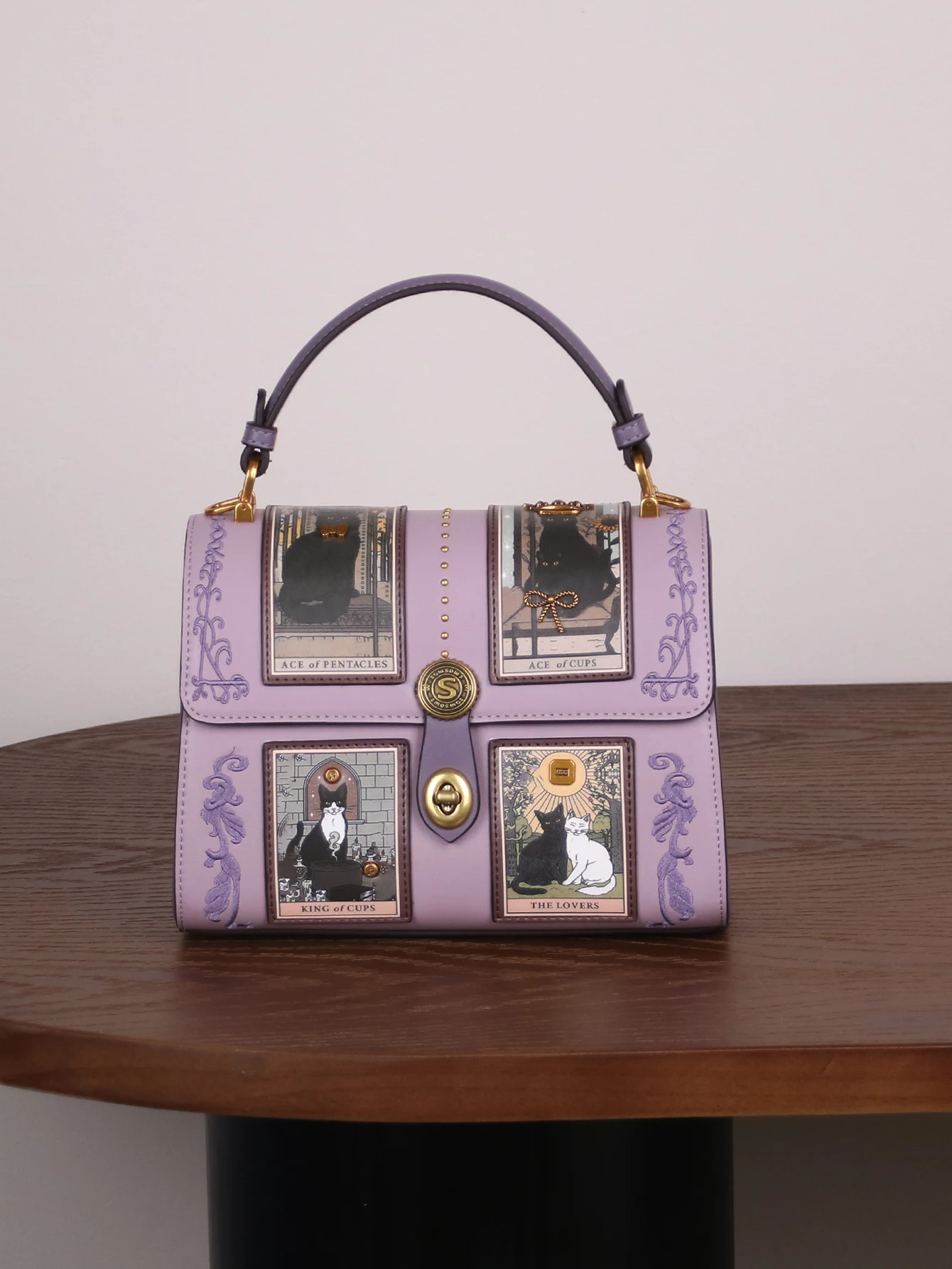 

Новая элитная женская сумка 2026 года: ретро-люкс, в стиле Таро, сумка-подушка Boston, с милым кошачьим принтом, сумка-саквояж, розовая и фиолетовая, уникальная