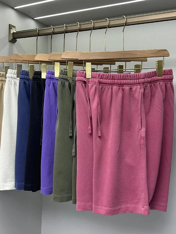 

American Sle Heavyweight Waed Vintage Loop ort Pants Men Street Faion Pure Color Straight Leg Sports Casual Five-Poin...