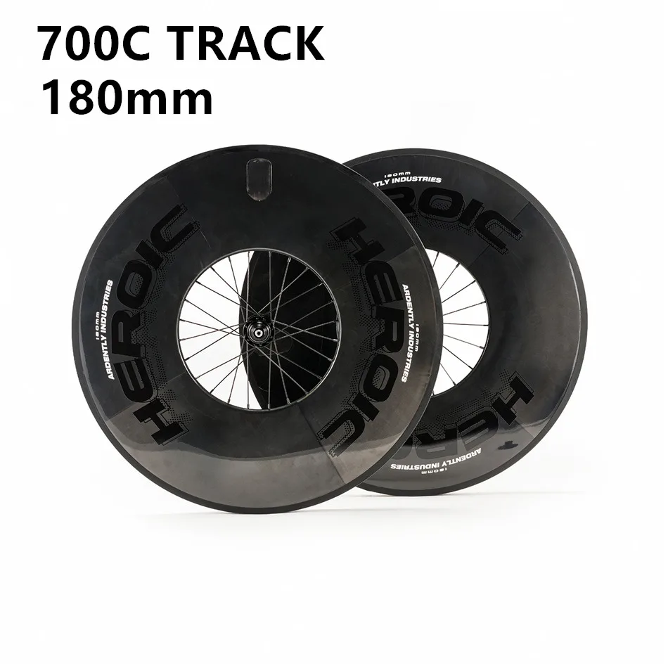 Ardently 700C 180mm Depth Full Carbon Track Bike Wheelset Clincher Fixed Gear Bike Single Speed Bicycle Wheels, UD Surface Rims
