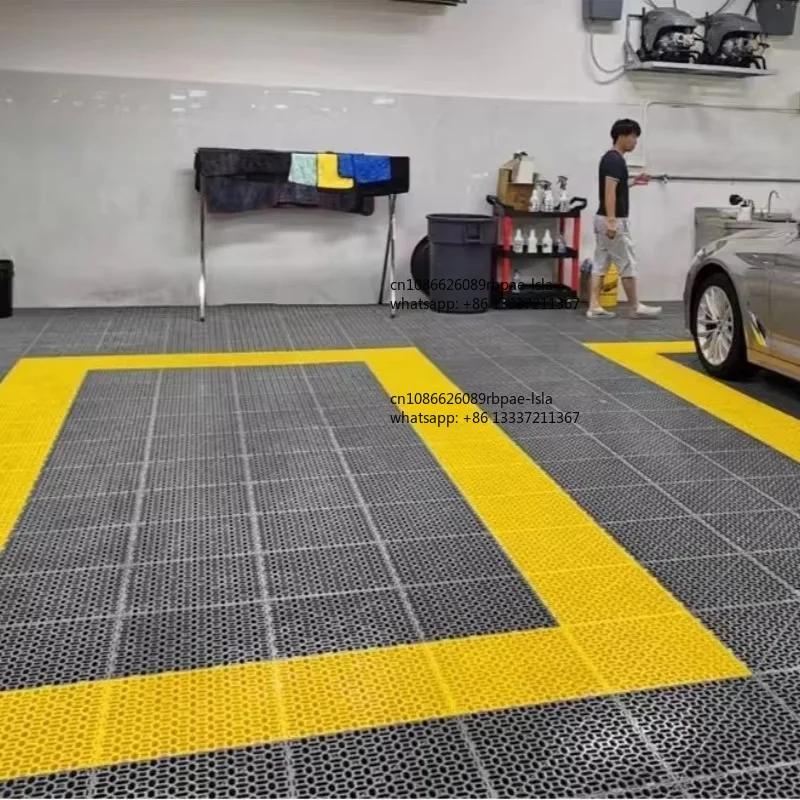 Rigid Modular Colorful Interlocking PP Garage Floor Tiles Plastic Garage Flooring  for Car Detailing Shop Workshop