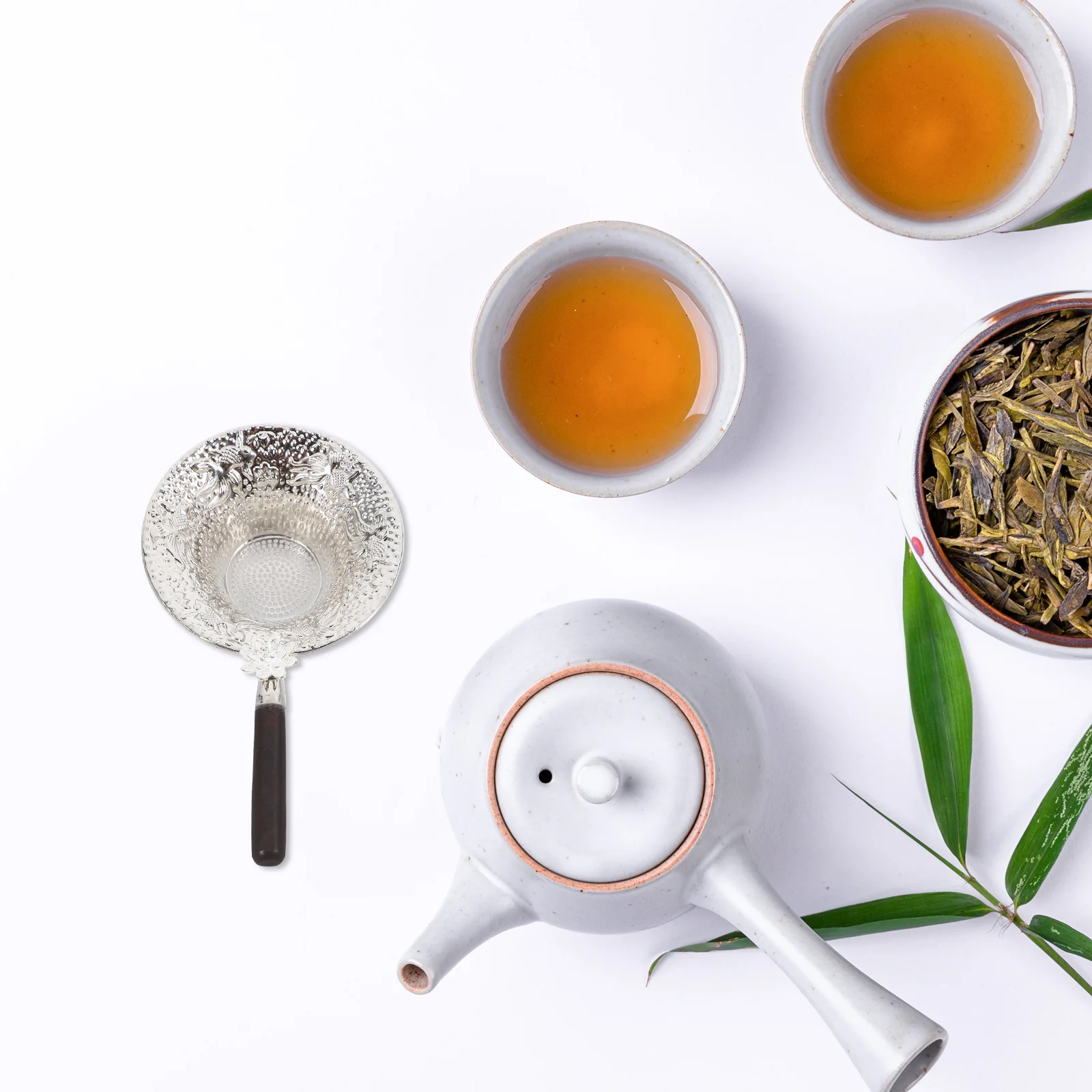 

Tea Strainer Fine Mesh Chinese Koi Fish Pattern Handle Loose Leaf Tea Infuser For Pots Cups Brewing Filter Tool