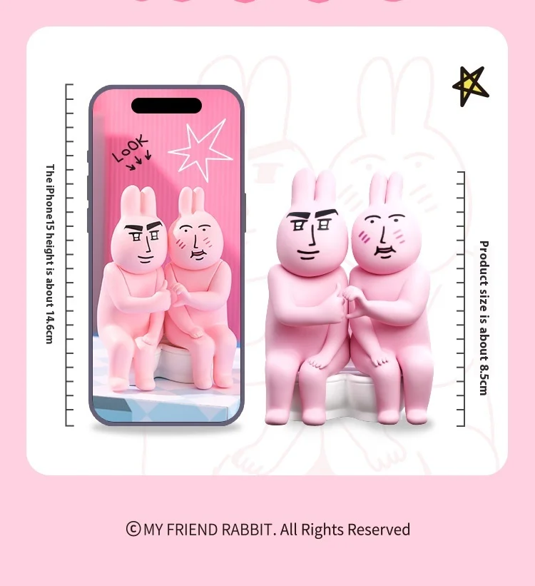 Coelho rosa "My Friend" Série Blind Box Boneca, Mood Pack, Top Toy, Tendência, Handmade, Home Gift, Venda quente, Novo