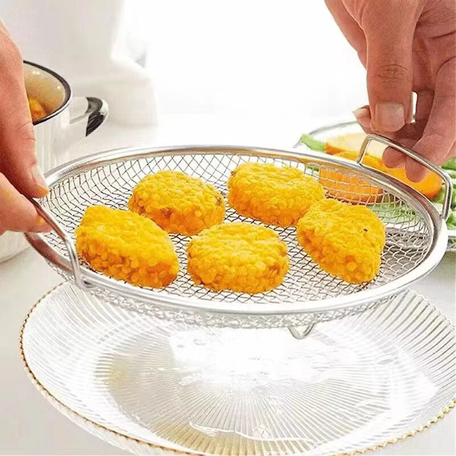 Stainless Steel Oil Filter Net Easy to Clean Cooking Strainer Plate Kitchen Utensils Suitable for Baking Roasting