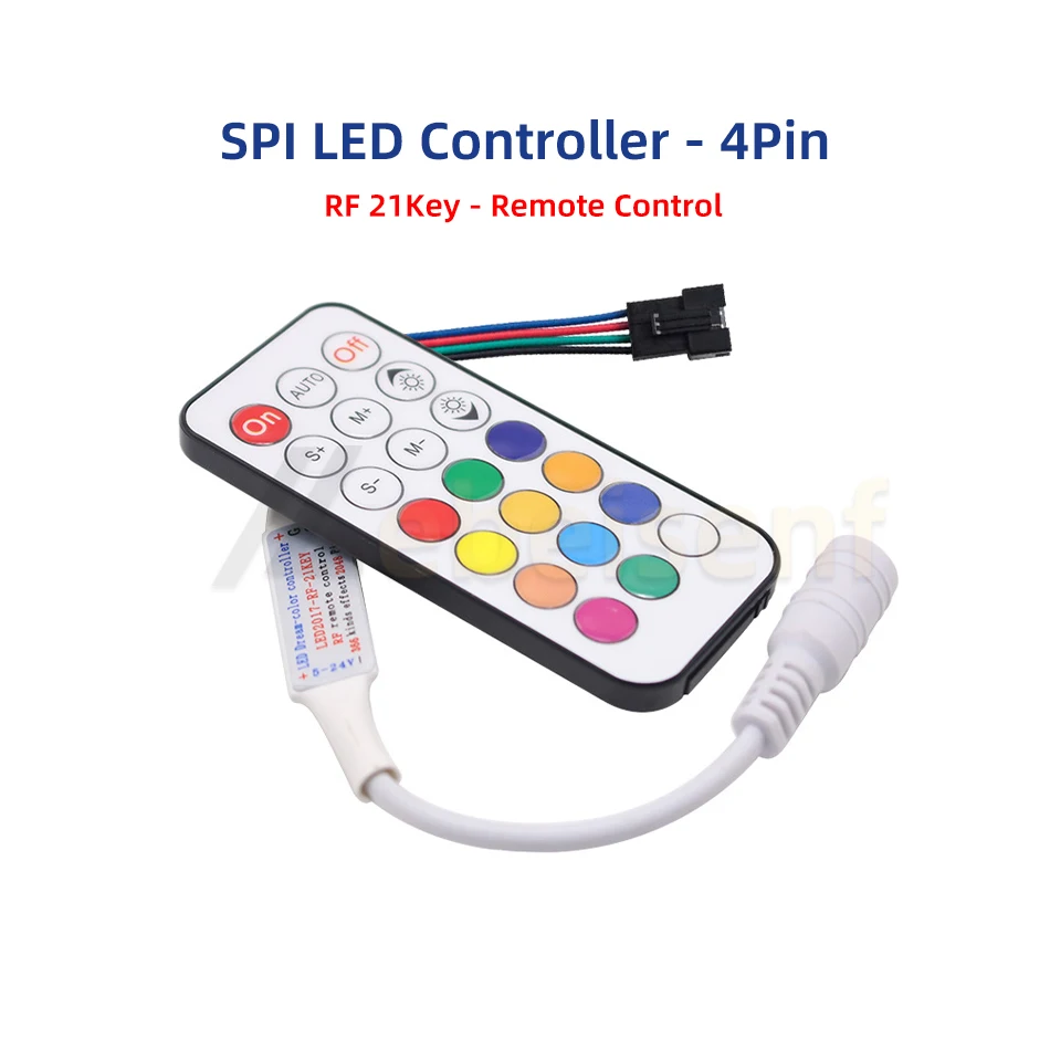 WS2813 WS2815 Pixels LED Strip Controller DC 5V 12V 24V Addressable Dual Signal 4Pin Mini Dimmer 21-Key RF/Bluetooth Controls