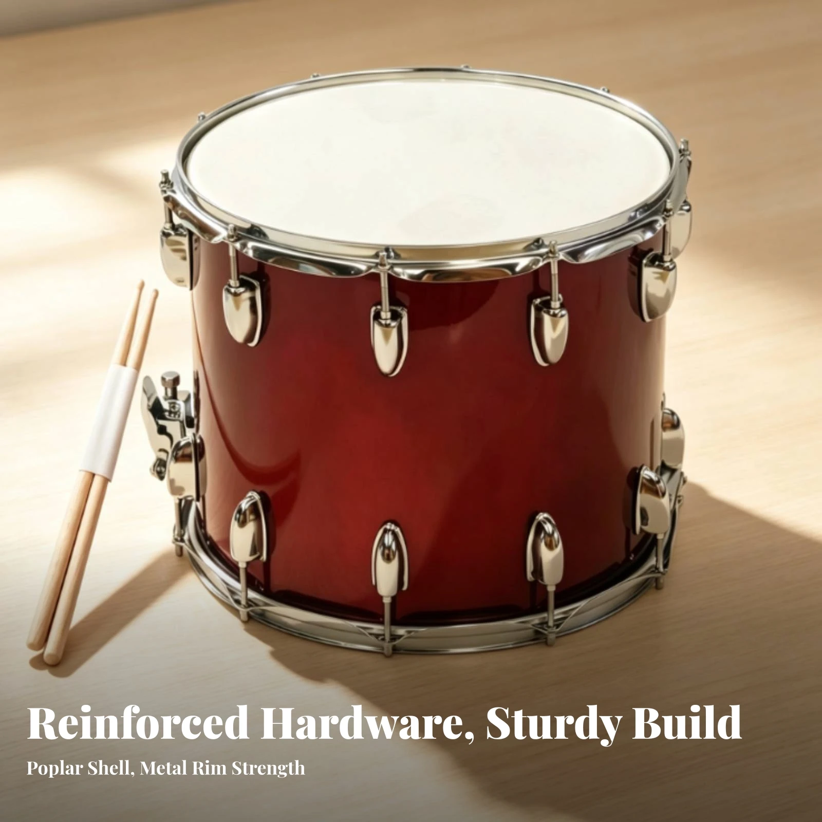 Marching Snare Drum Long-Lasting Snare Drum with Shoulder Strap Percussion Instrument Lightweight Adjustable for School Bands