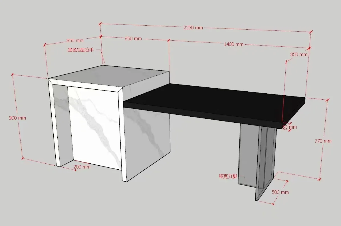 Extendable sintered stone home island counter, light luxury modern multifunctional storage counter, cooking counter, bar counter