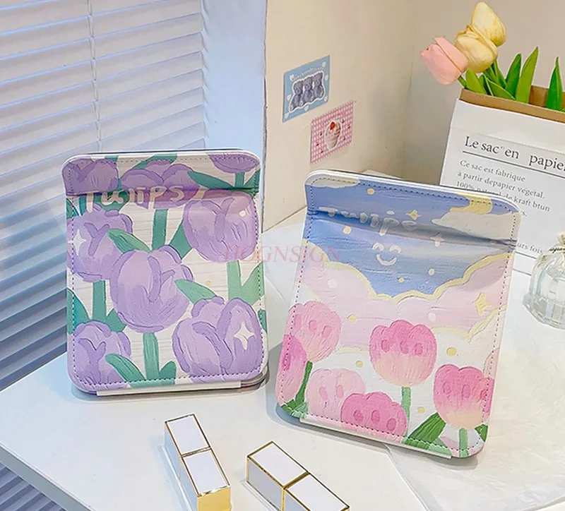 Espelho dobrável Tulip Desktop Stand Up Espelho portátil para vestir e maquiagem